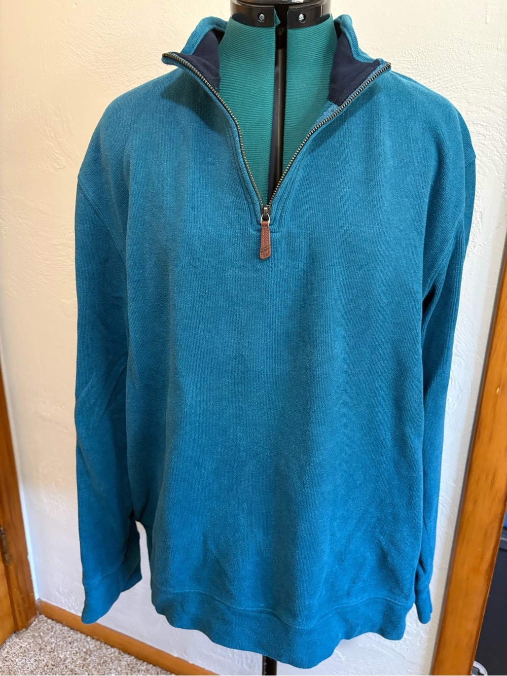 Lands' End Teal Half-Zip Pullover Sweater